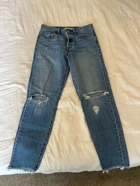 Levi's Light Blue Ripped Straight-Leg Jeans